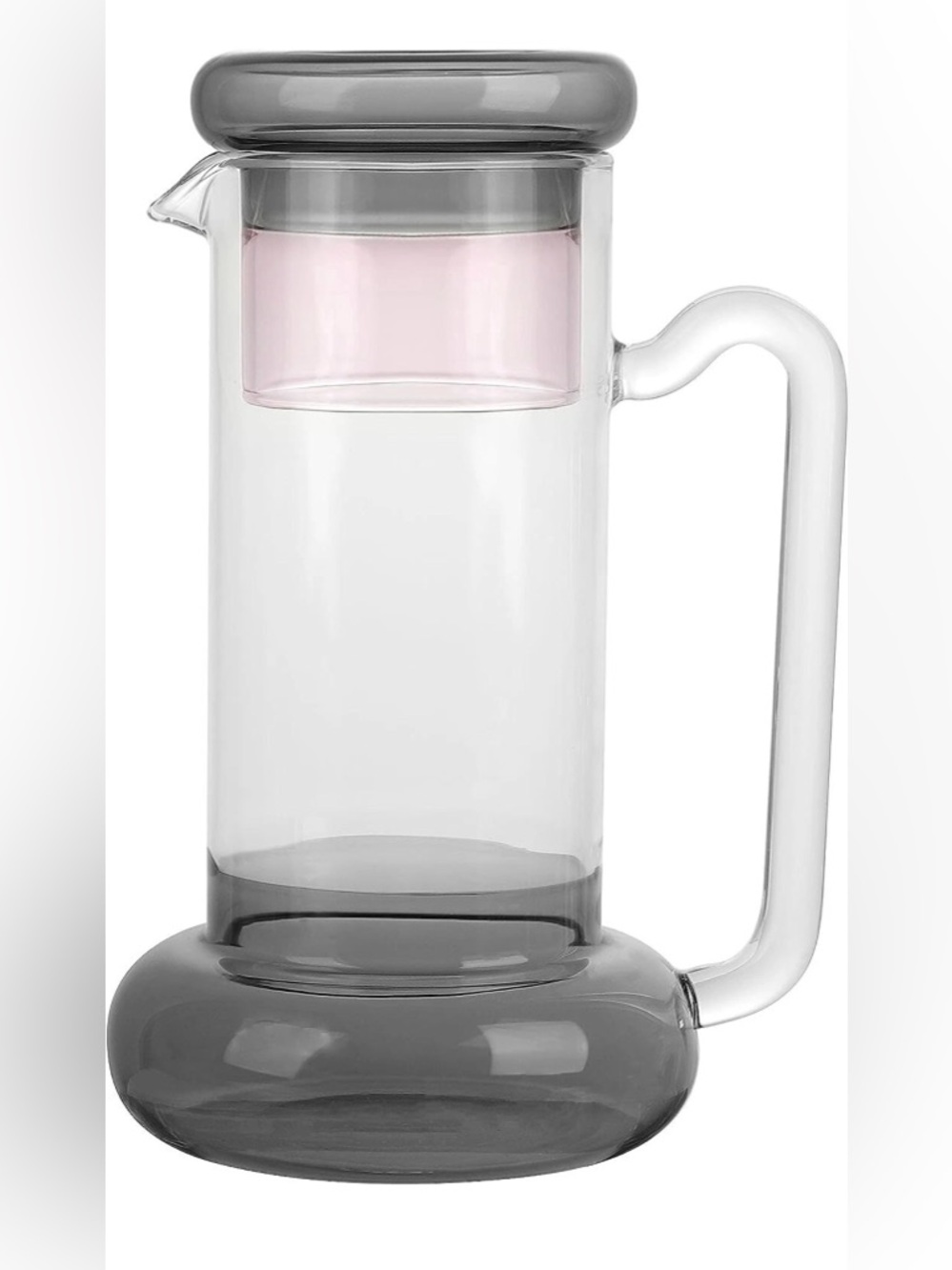 Elle Decor Clear Glass Pitcher with Gray Base and Lid